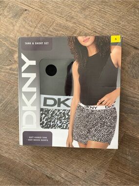 DKNY | Soft Ribbed Tank & Woven Short Animal Print Lounge Pajama Set